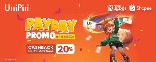 Promo Cashback 20% Voucher UniPin di Payday Promo Shopee!